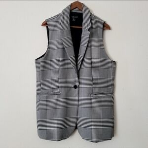 Rachel Zoe Houndstooth Plaid Vest Size XL